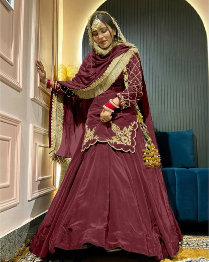 Zarisha Natural Crep Silk Top Lehenga