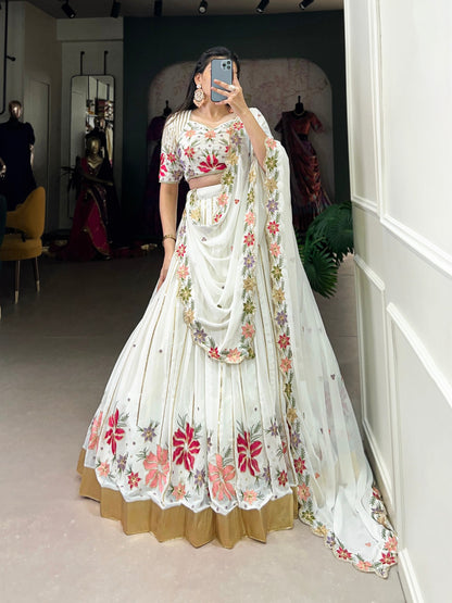 White Color Georgette Lehenga Choli