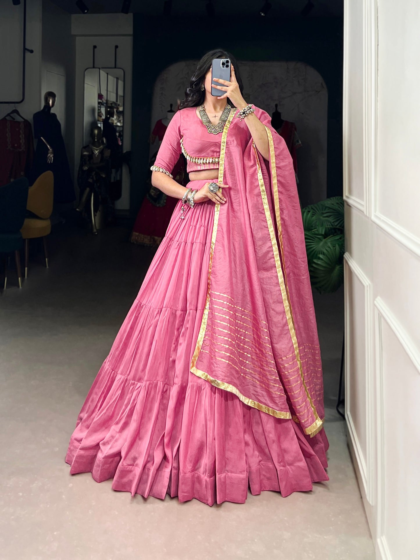 Pretty in Pink whispers culture Pure Chanderi Lehenga Choli