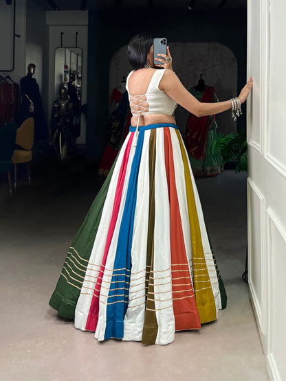 Navratri Bloom Multicolor Kutchi Work Rayon Lehenga