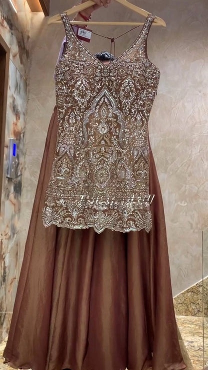 Regal Zari Antique Embroidery & Modern Cut Glamorous Sharara Suit