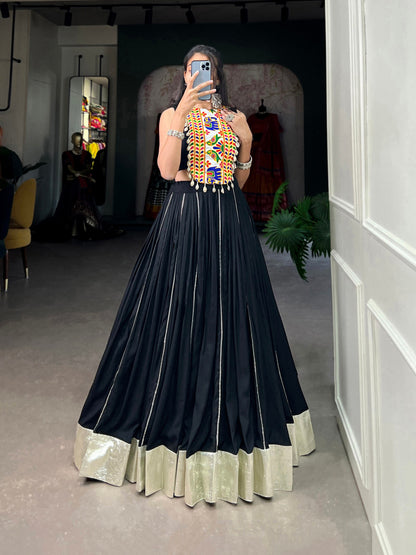 Majestic Charm Twirl Ready Navratri Mirror Work Lehenga