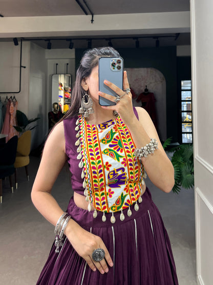 Majestic Charm Twirl Ready Navratri Mirror Work Lehenga