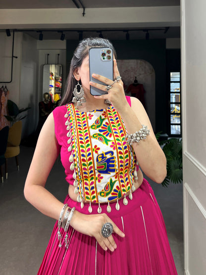 Majestic Charm Twirl Ready Navratri Mirror Work Lehenga