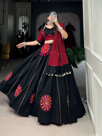 Krisha in Bold Beats Mirror Drops & Maroon Moves Lehenga Choli