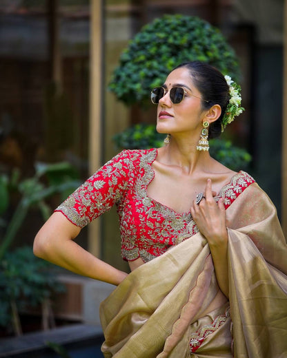 Golden Aura Elegance Stunning Champion Gold Designer Saree