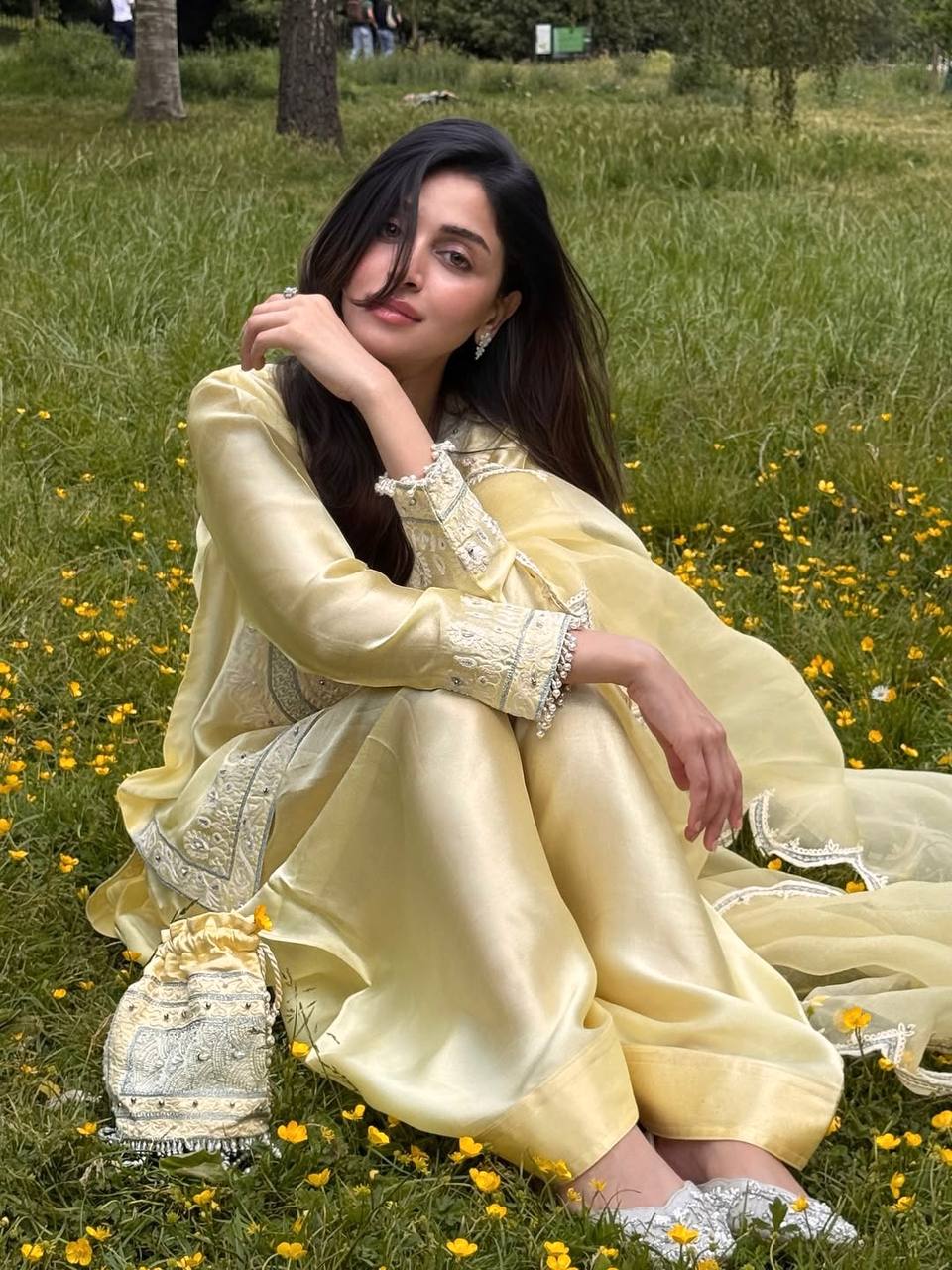 Aarzu Soft Yellow Ethnic Wear with Threadwork Charm Plazo Set