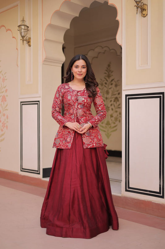 Vistara Elegance Indo Western Jacket Lehenga Set