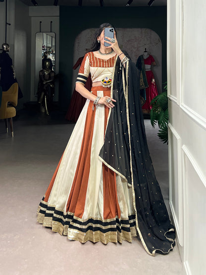 Vintage Rust Panelled Modern Royalty Lehenga