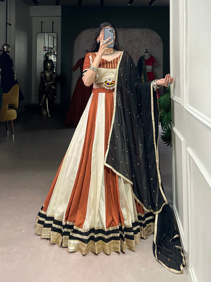 Vintage Rust Panelled Modern Royalty Lehenga