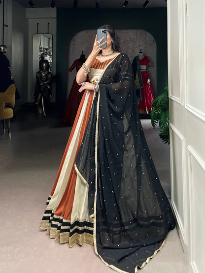 Vintage Rust Panelled Modern Royalty Lehenga