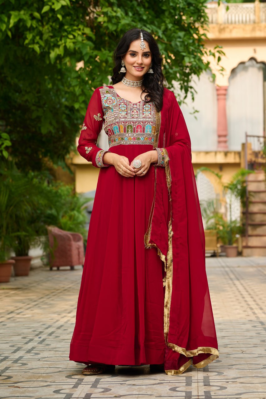 Tanya Multi Thread Embroidered work Gown
