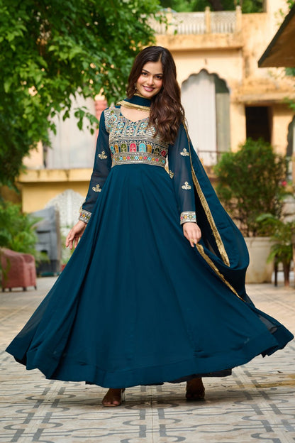 Tanya Multi Thread Embroidered work Gown