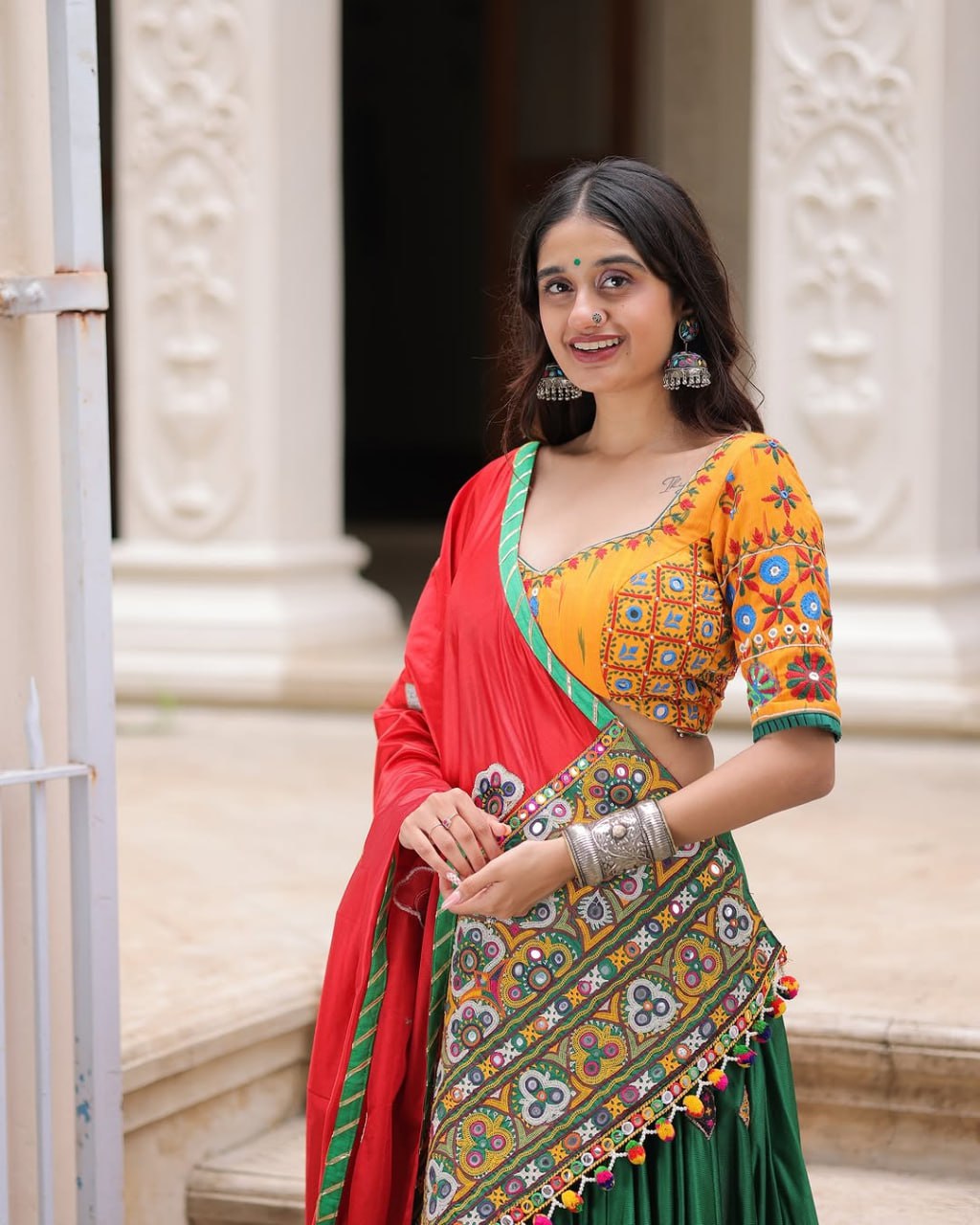 Vintage Rajwadi Style Mirror Embroidery Lehenga Choli