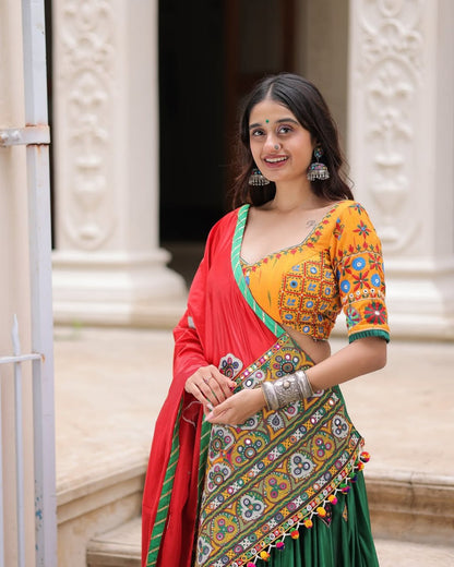 Vintage Rajwadi Style Mirror Embroidery Lehenga Choli