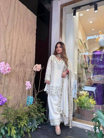 Lvory Mirror Glow Luxe Farshi Suit with Royal Detailing