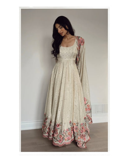 Zunaira Heritage Pure Chinon Silk Crafted Anarkali Gown