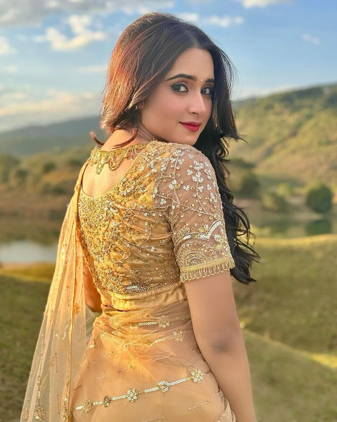 Festive Special Sequins Gold Saree