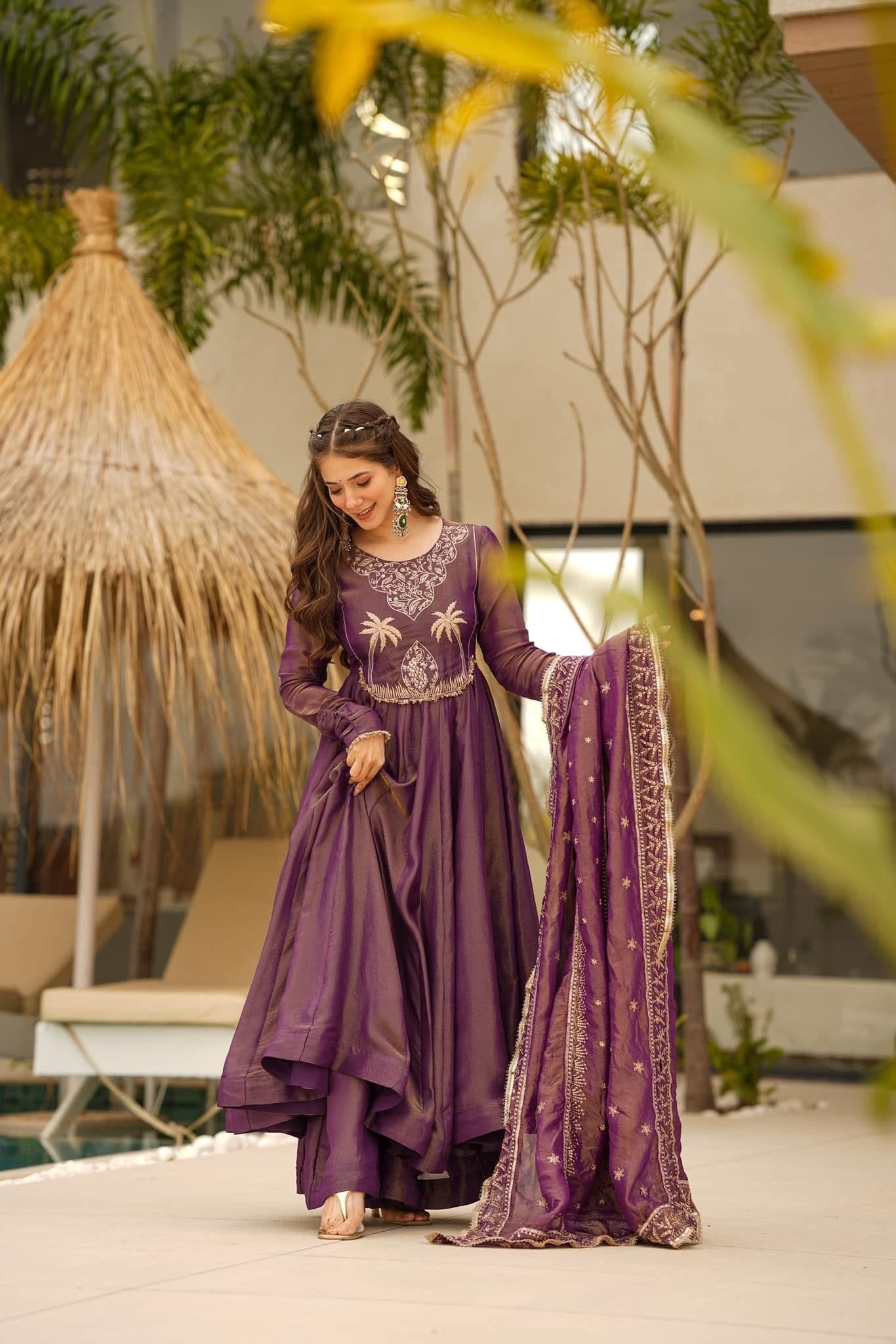 Elegance in Amethyst: Graceful Charm in Traditional Wear