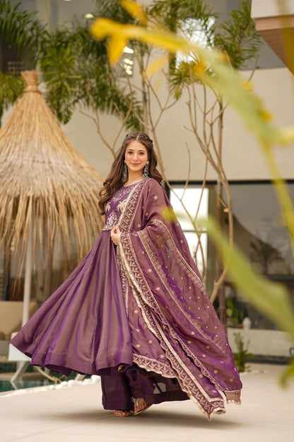 Elegance in Amethyst: Graceful Charm in Traditional Wear