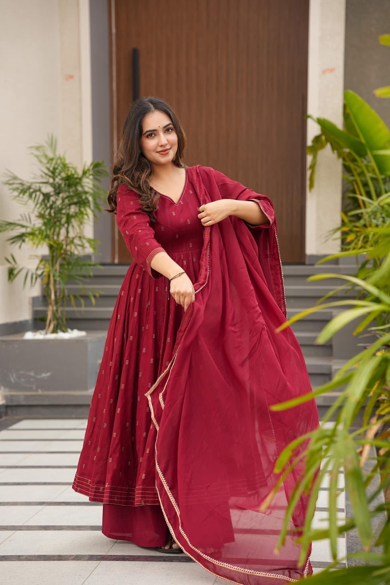 Luxe Cotton Maroon Suit Set