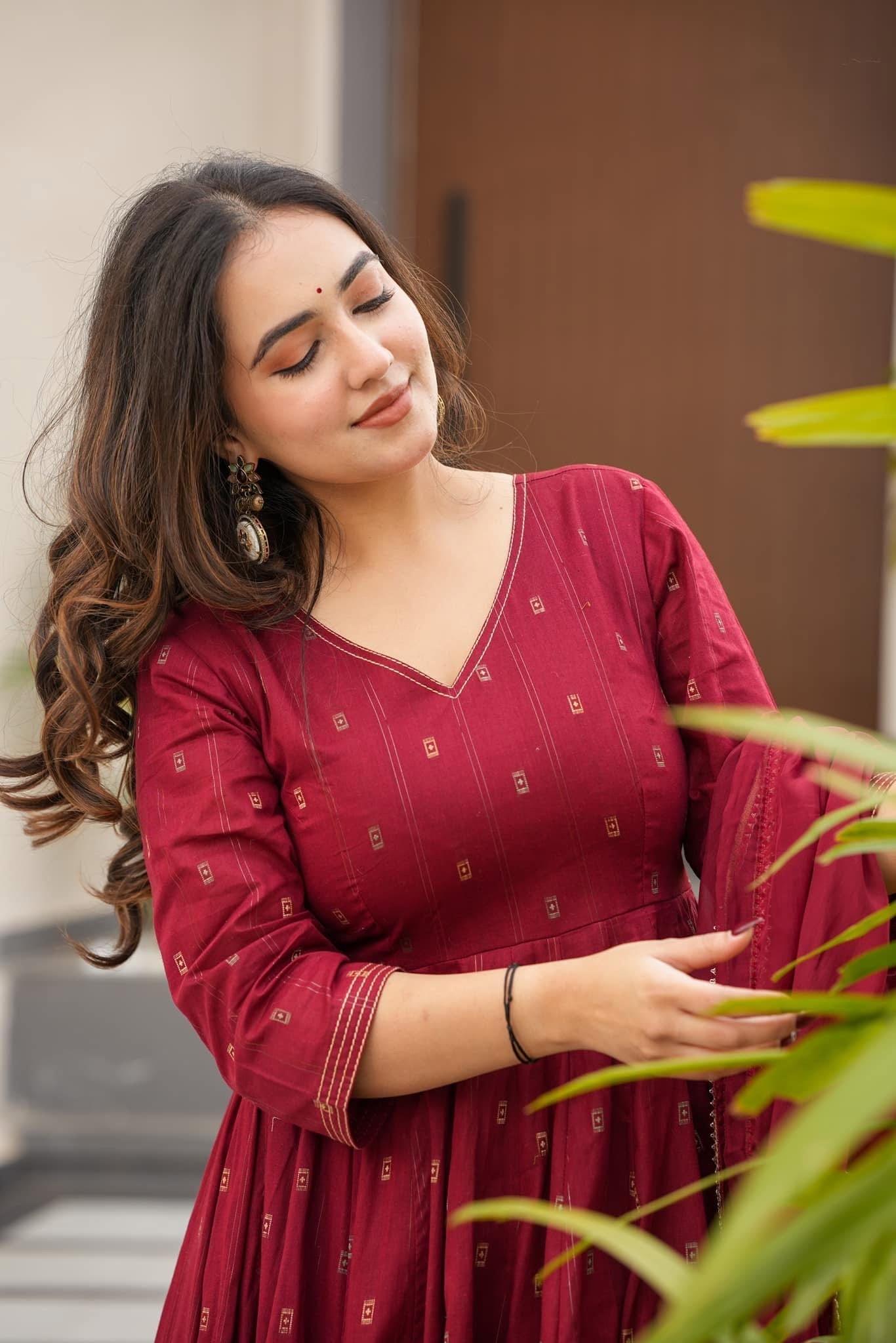 Luxe Cotton Maroon Suit Set