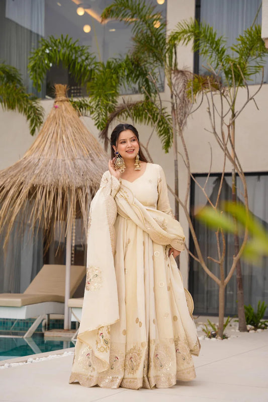 Sitara Glow Heavy Chinon Silk Gown