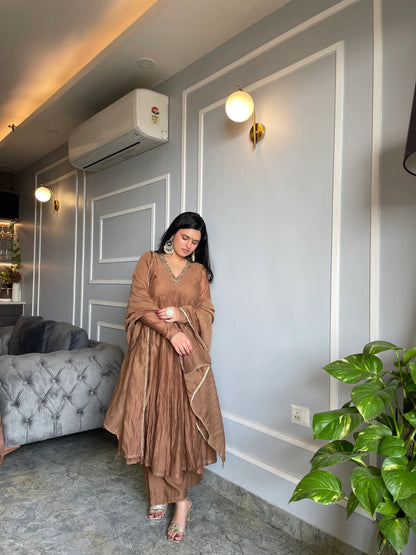 Riwaayat Gold Brown Anarkali Set