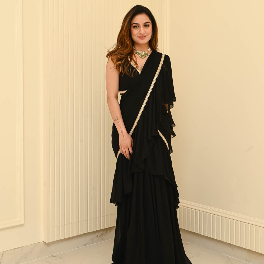 Black Georgette Draped Saree