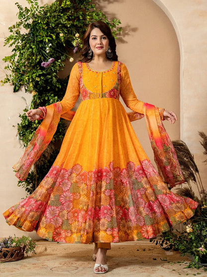 Eternal Radiance Blooming Floral Anarkali Set