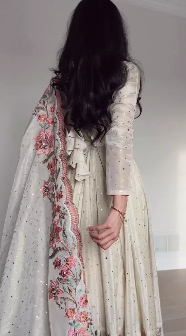 Zunaira Heritage Pure Chinon Silk Crafted Anarkali Gown