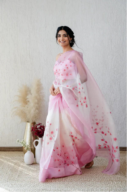 Isha Grace in Pink Blossom Saree