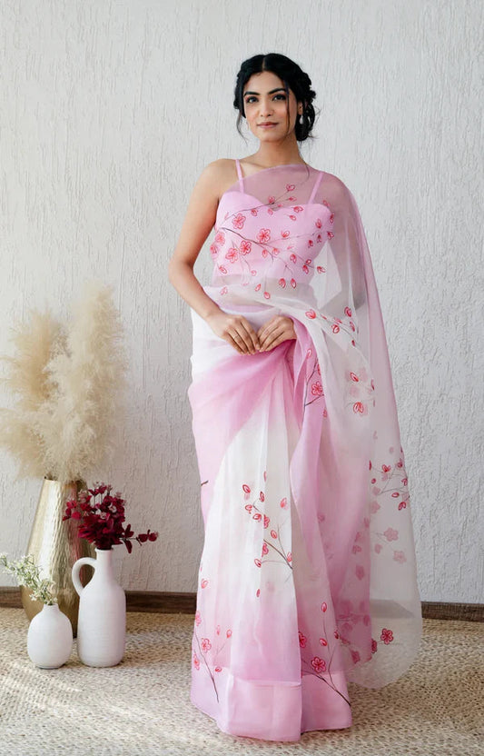 Isha Grace in Pink Blossom Saree