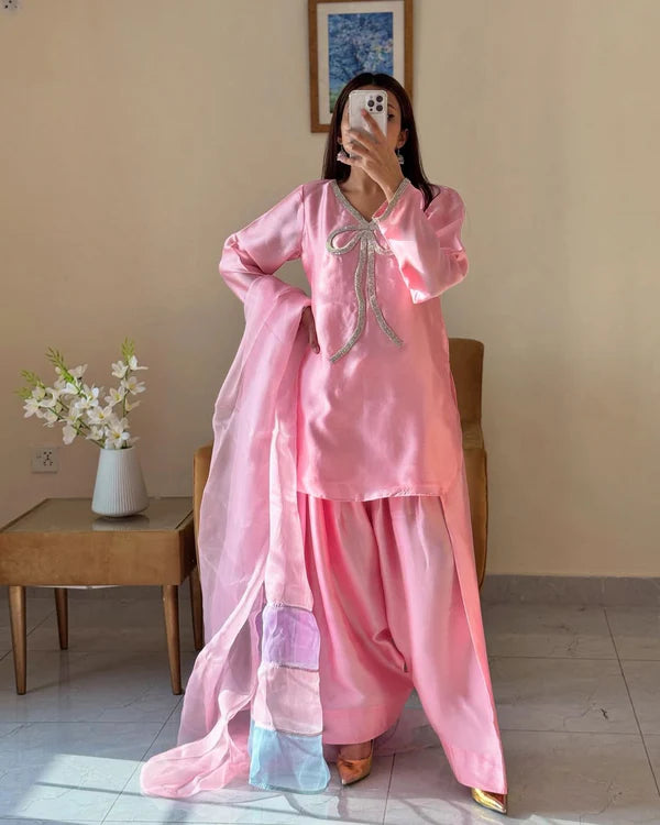 Aarzoo Satin Festive Glam Beads Work Salwaar Suit