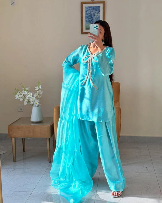 Aarzoo Satin Festive Glam Beads Work Salwaar Suit