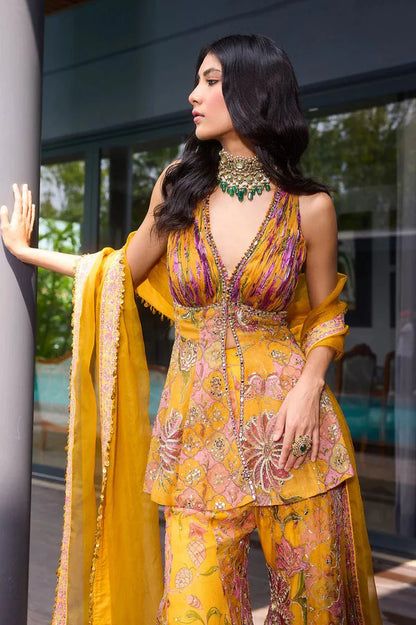 Farhana Hand Embroidered Halter Neck Sharara Set