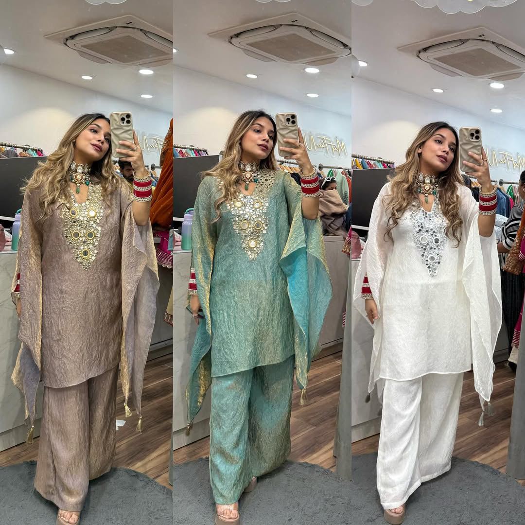 Sabah Mirror Work Shimmer Kurta Set