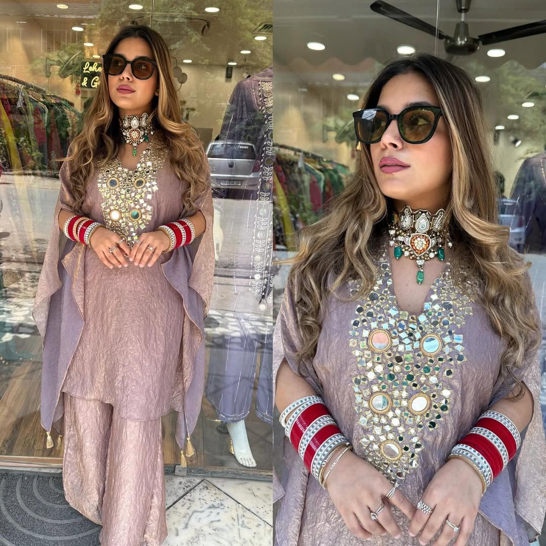 Sabah Mirror Work Shimmer Kurta Set