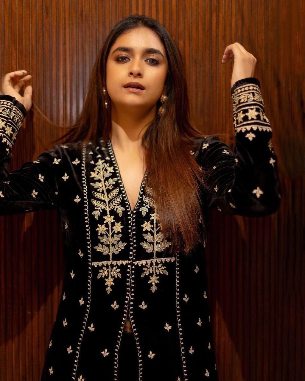 Velvique Royale Heavy Velvet Embroidered Anarkali Gown with Plazzo