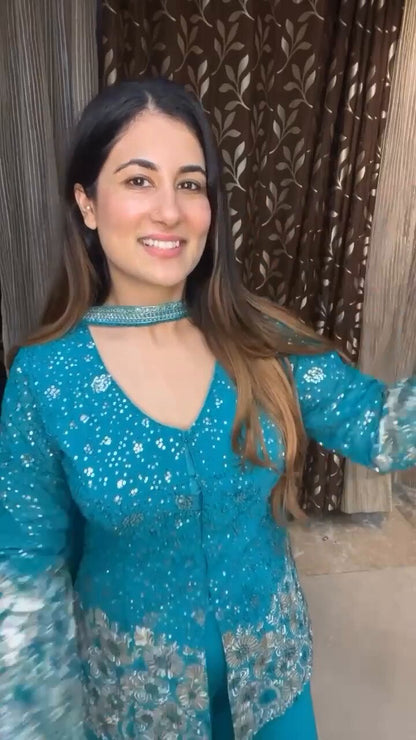 Navya Embroidered Georgette Sharara Set