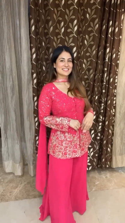 Navya Embroidered Georgette Sharara Set