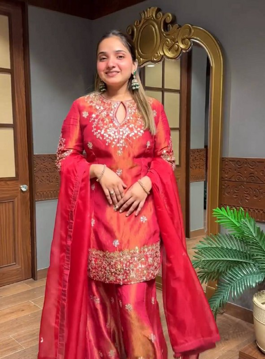 Gulzaar Ruby Sharara Set