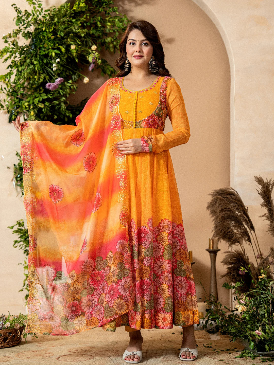 Eternal Radiance Blooming Floral Anarkali Set