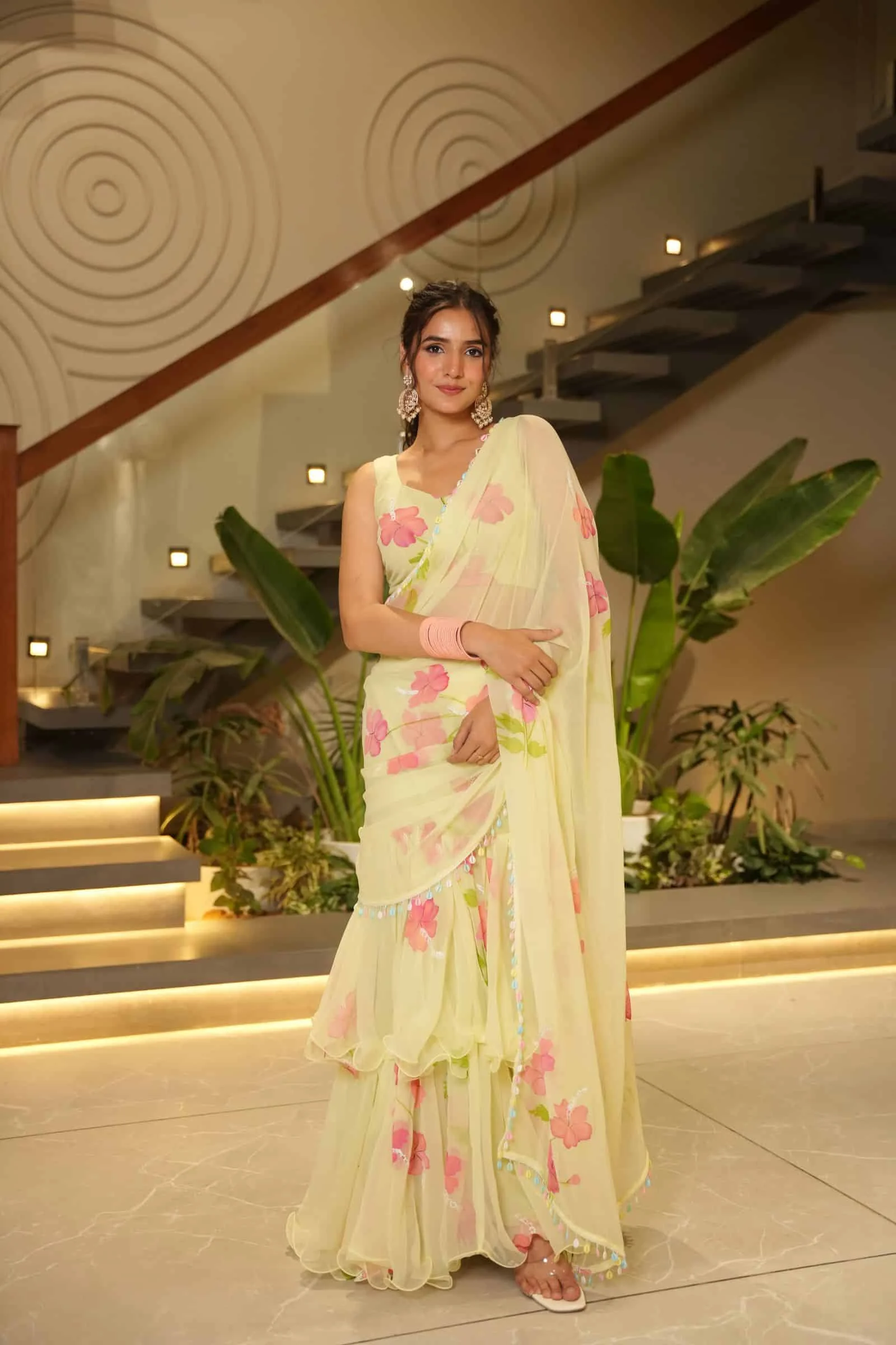 Kavya Elegant Pastel Floral Designer Georgette Saree