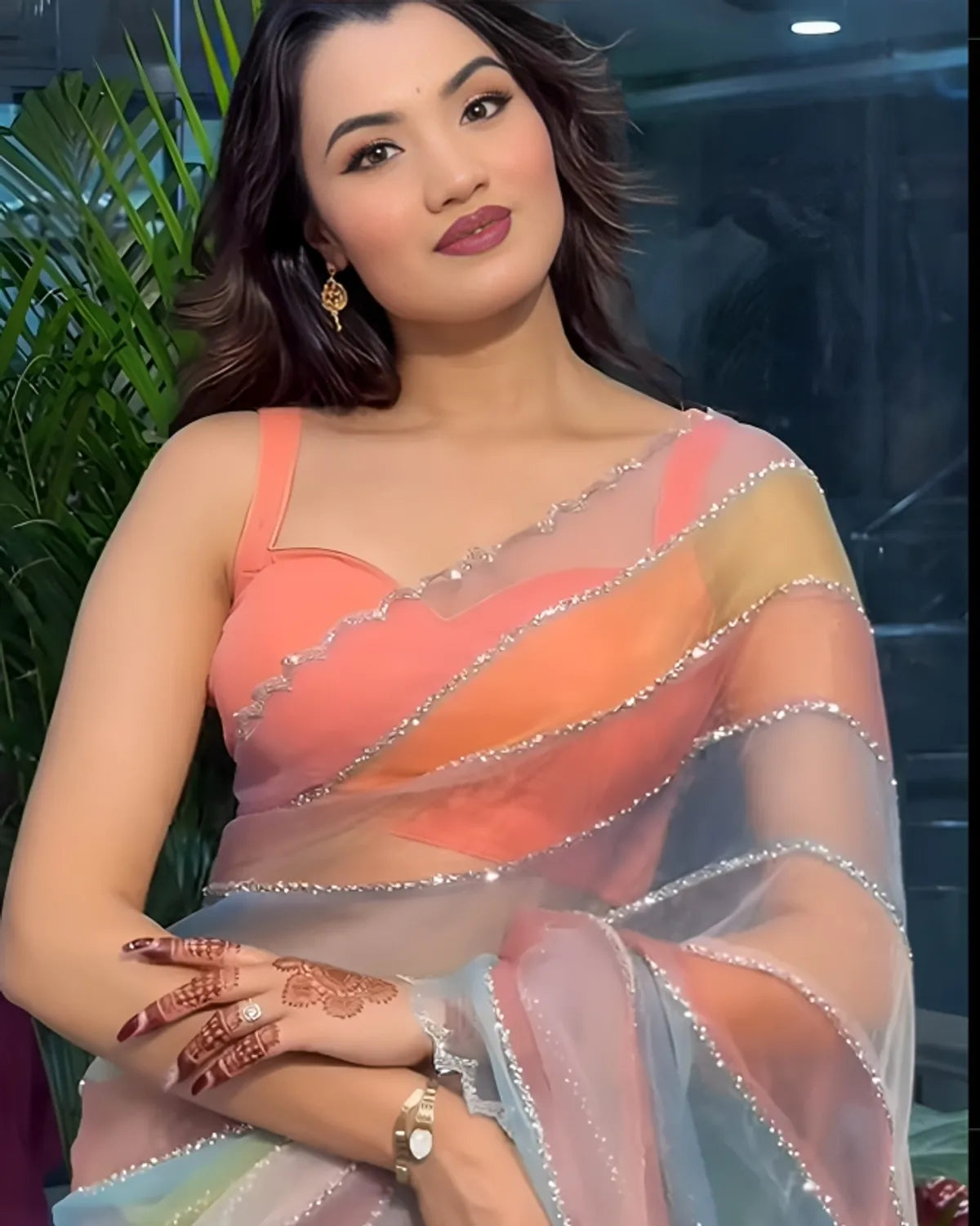 Aanya Inspired Multi Colour  Soft Tissue Silk Saree with Handmade Cutwork Laces