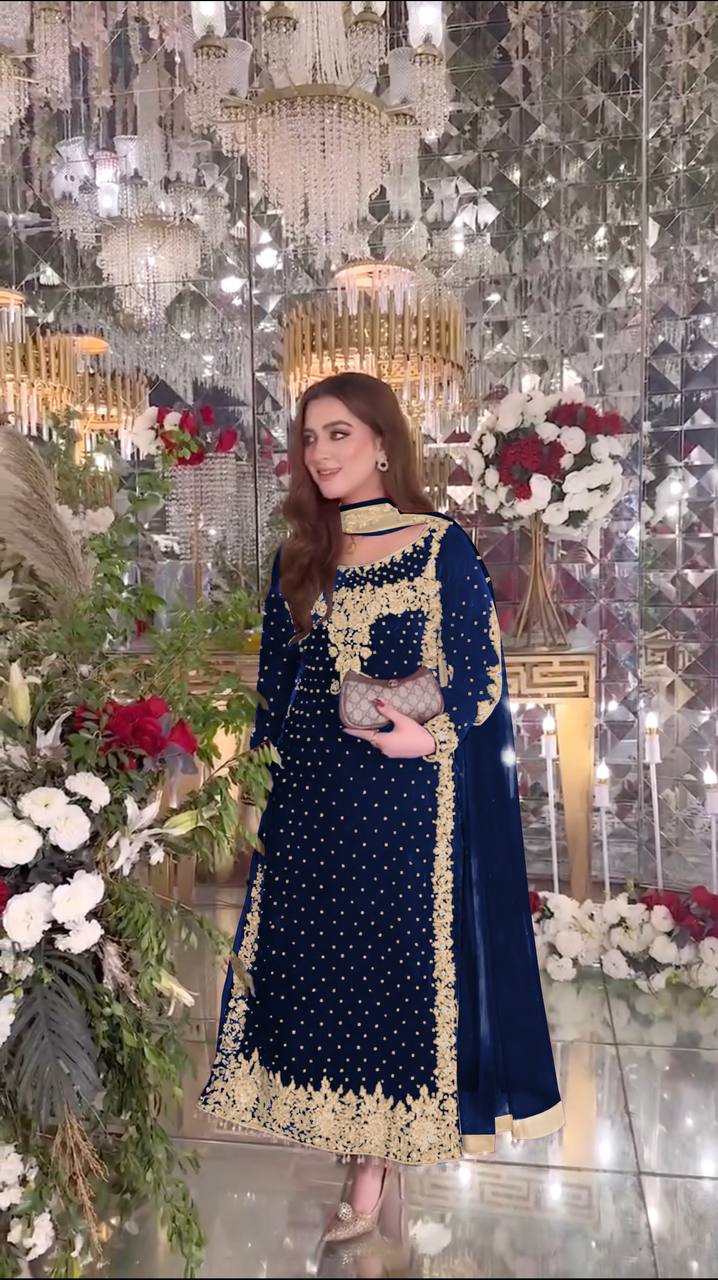 Zara Luxury Velvet Party Wear Suit