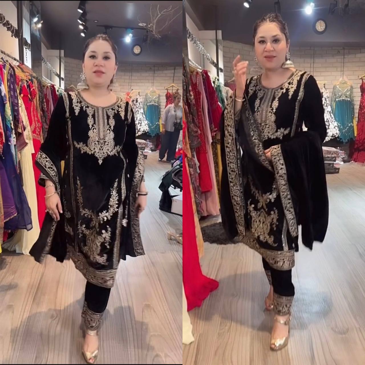 Premium Velvet Embroidered Ensemble