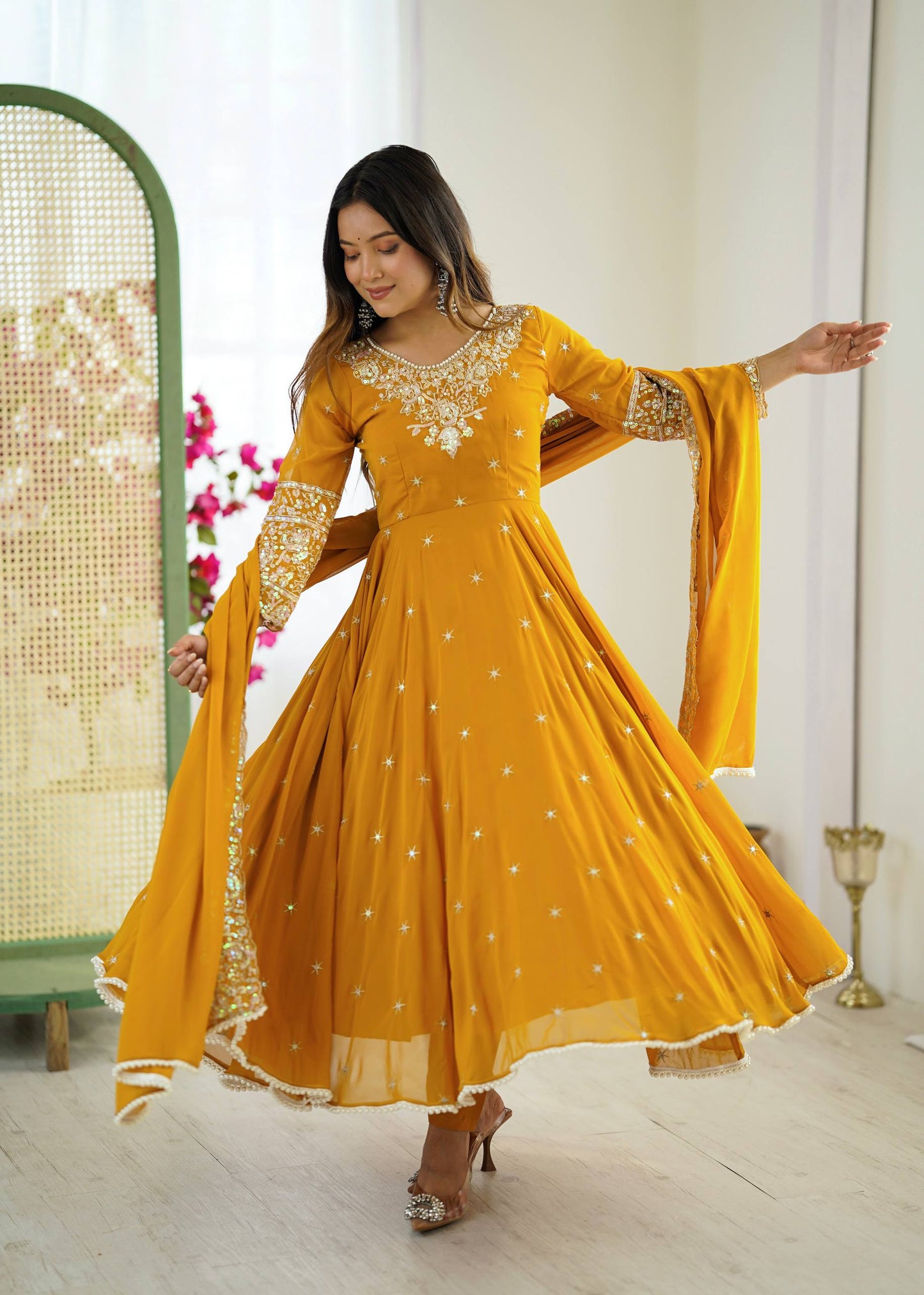 Radiant Charm in Rust Anarkali
