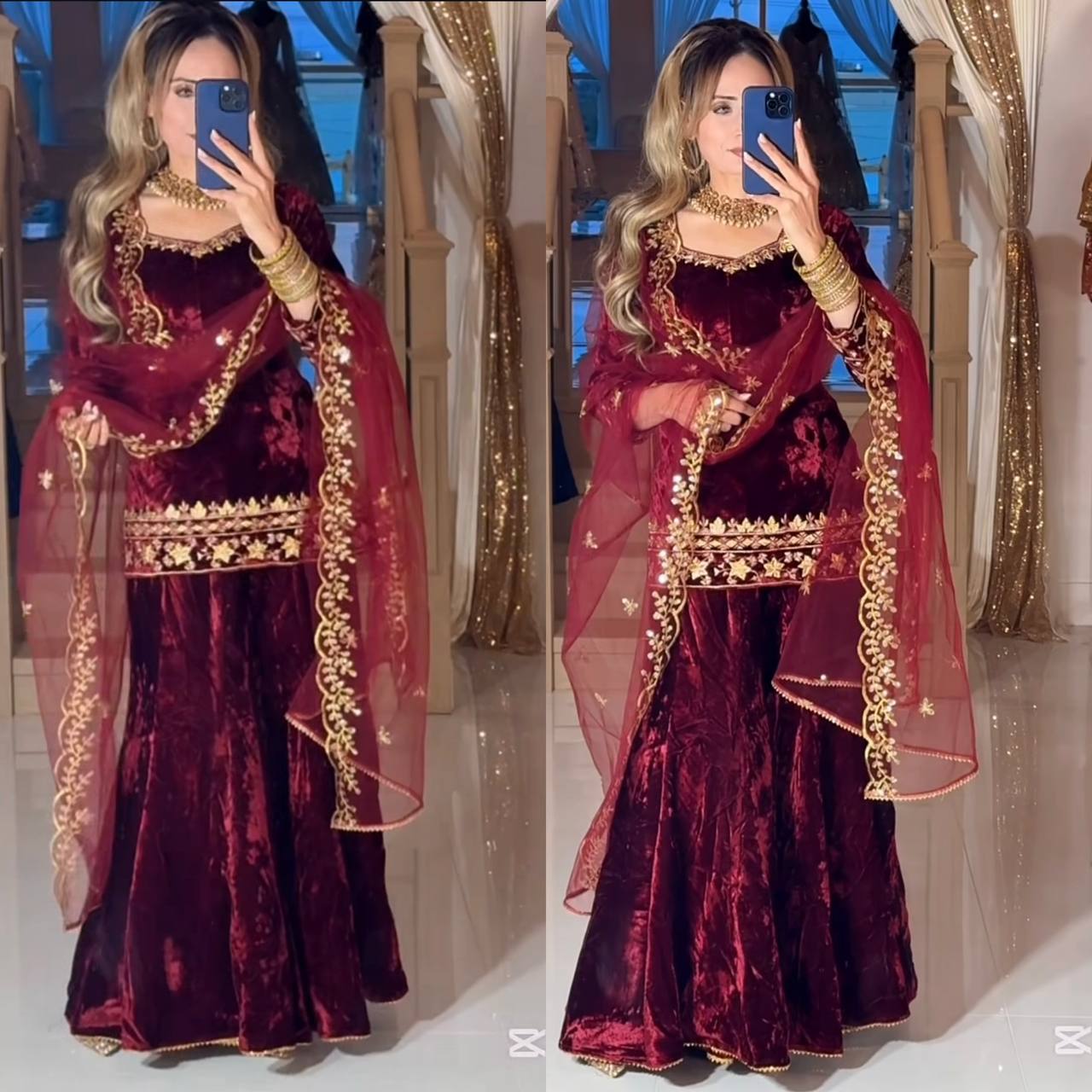 ROYAL VROYAL VELVET SHARARA SUIT SETELVET SHARARA SUIT SET