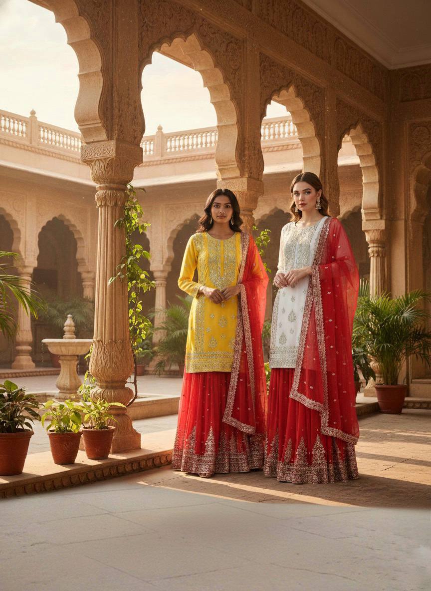 Nayra Georgette Embroidered Sharara Set